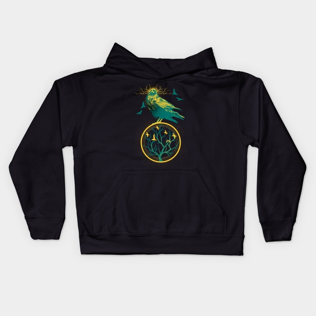 Raven Tree of Life Kids Hoodie by Manfish Inc.